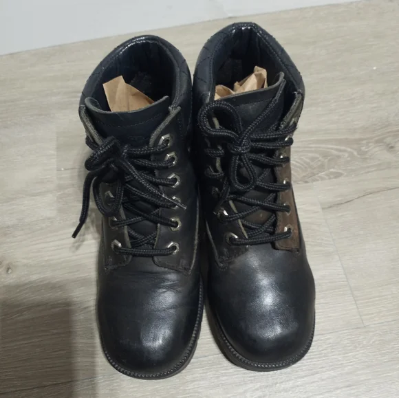 Harley-Davidson Woman's Black Leather Platform Heeled Boots Size 6.5 - Picture 6 of 11